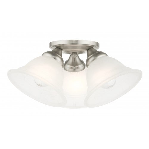 3 Light Painted Satin Nickel Flush Mount Livex