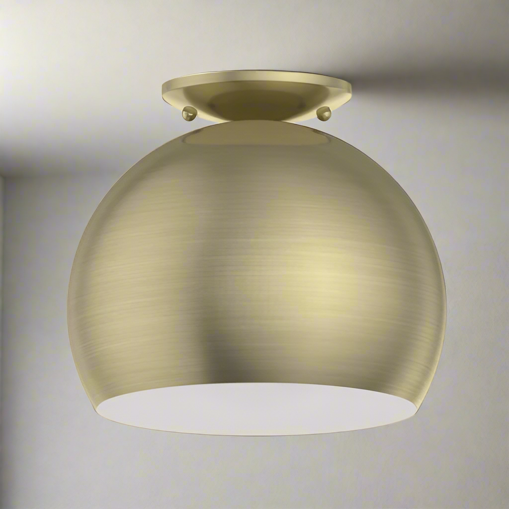 1 Light Antique Brass Flush Mount Livex