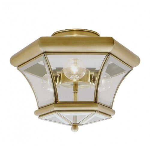 3 Light Antique Brass Ceiling Mount Livex