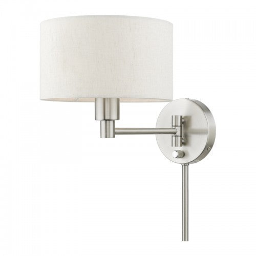 1 Light Brushed Nickel Swing Arm Wall Lamp Livex