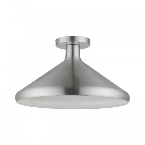 1 Light Brushed Aluminum Semi-Flush Mount Livex