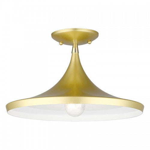 1 Light Soft Gold Semi-Flush with Polished Brass Finish Accents Livex