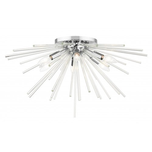 6 Light Polished Chrome Flush Mount Livex