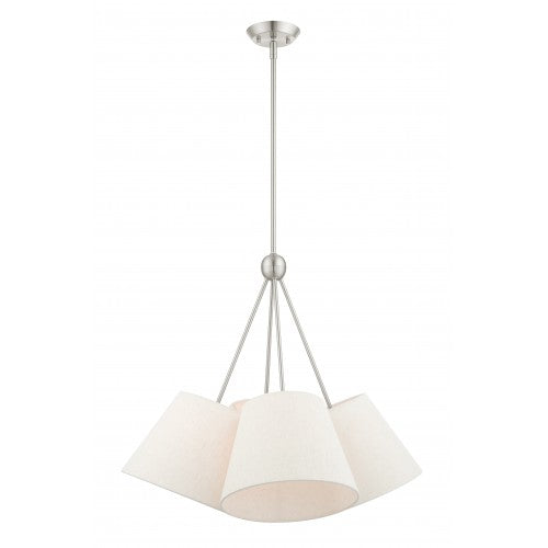 4 Light Brushed Nickel Shaded Chandelier Livex