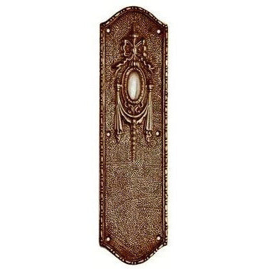 11 Inch Ribbon & Bow Solid Brass Push Plate (Antique Brass Finish) COPPER MOUNTAIN HARDWARE