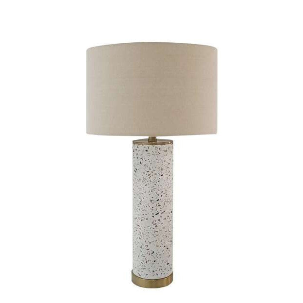 1 Light Metal/Concrete Base Table Lamp in White Terrazo/Antique Brass CRAFTMADE