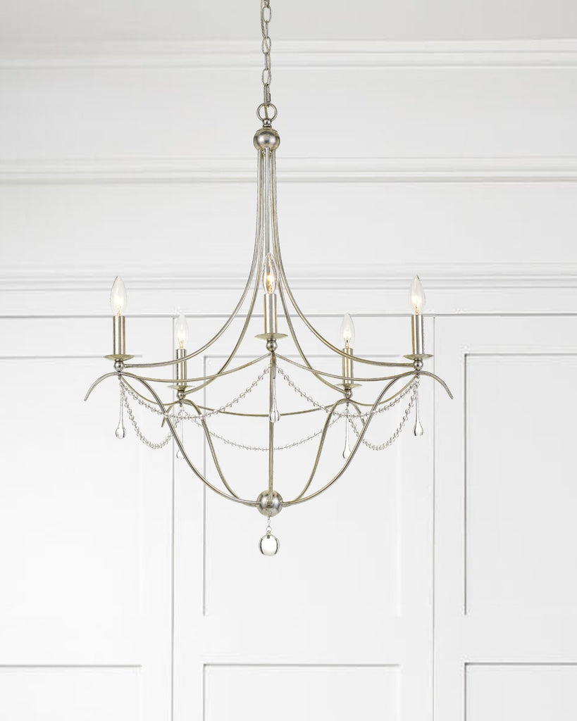 Crystorama Crystorama Metro 5 Light Crystal Beads Antique Silver Chandelier