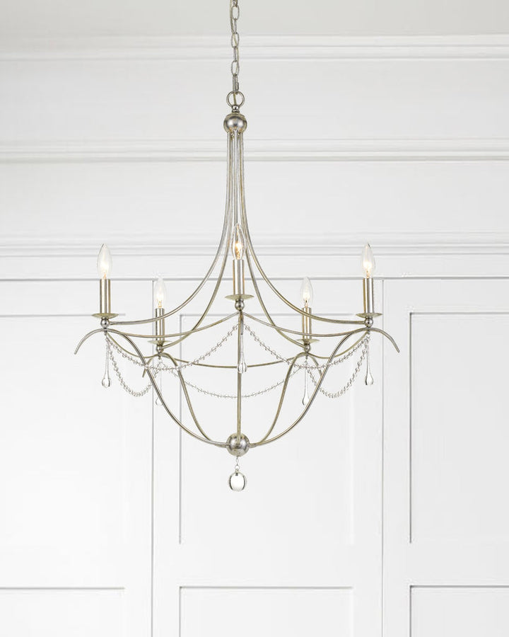 Crystorama Crystorama Metro 5 Light Crystal Beads Antique Silver Chandelier