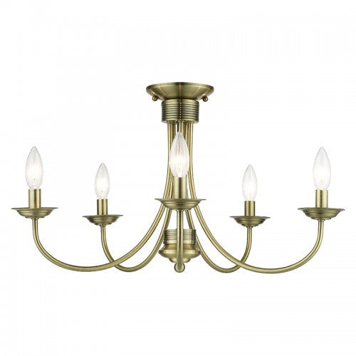 5 Light Antique Brass Large Semi-Flush Livex