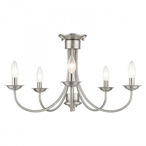 5 Light Brushed Nickel Large Semi-Flush Livex