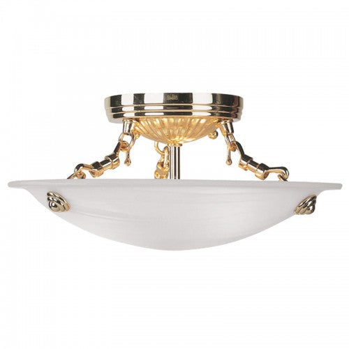 3 Light Polished Brass Ceiling Mount Livex