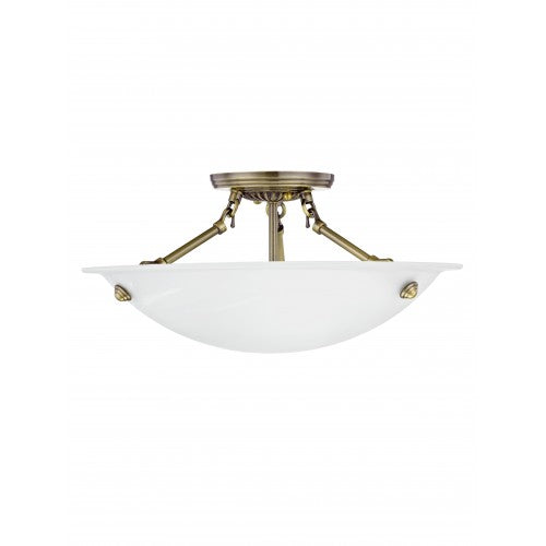 3 Light Antique Brass Ceiling Mount Livex