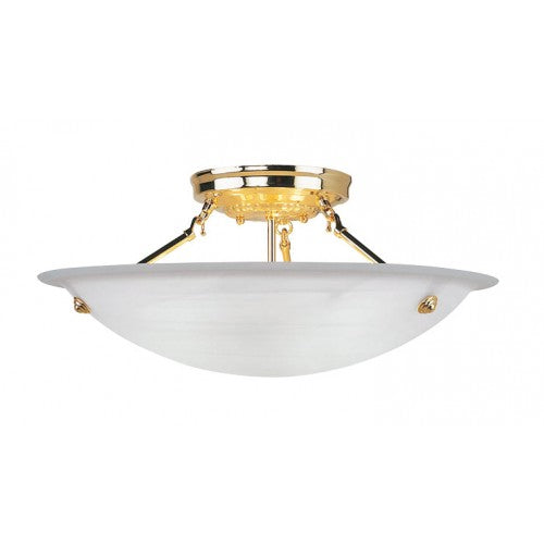 3 Light Polished Brass Ceiling Mount Livex