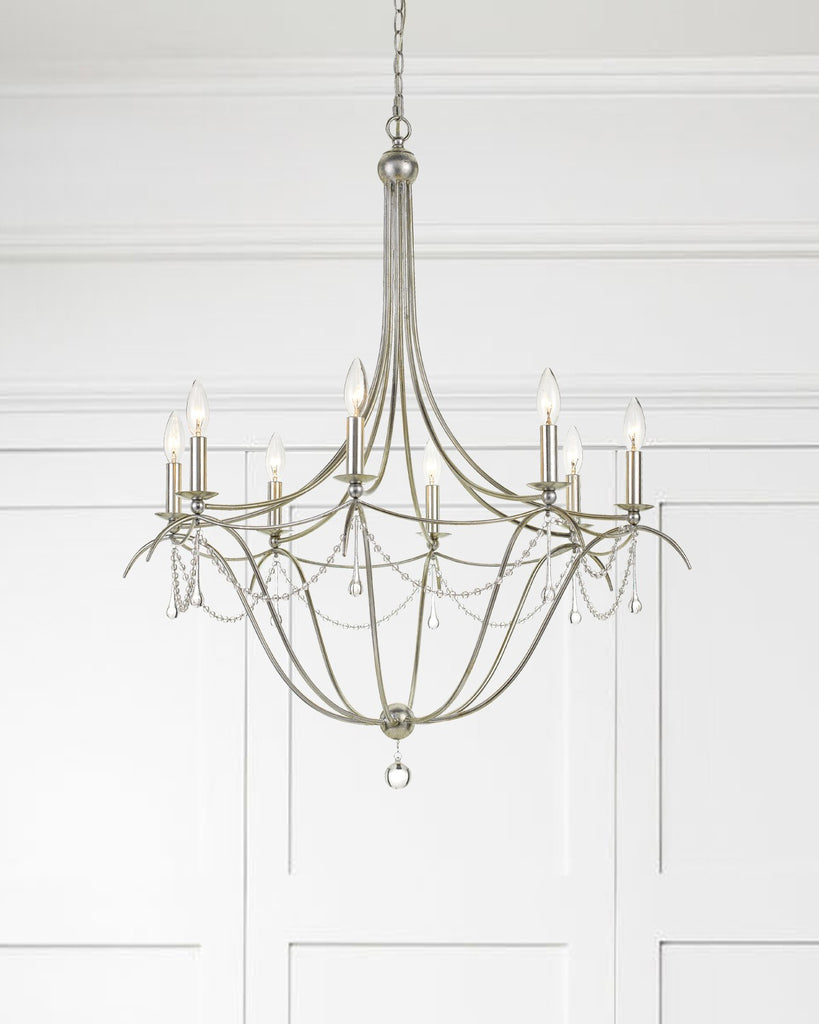 Crystorama Crystorama Metro 8 Light Crystal Beads Antique Silver Chandelier