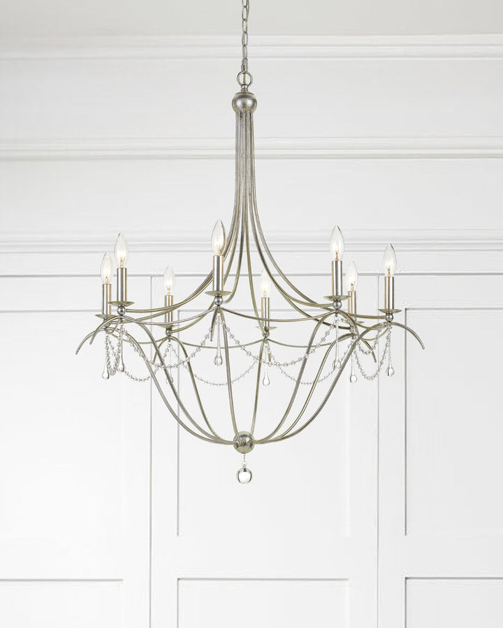 Crystorama Crystorama Metro 8 Light Crystal Beads Antique Silver Chandelier