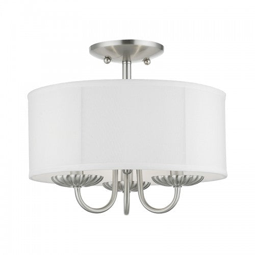 3 Light Brushed Nickel Semi-Flush Mount Livex