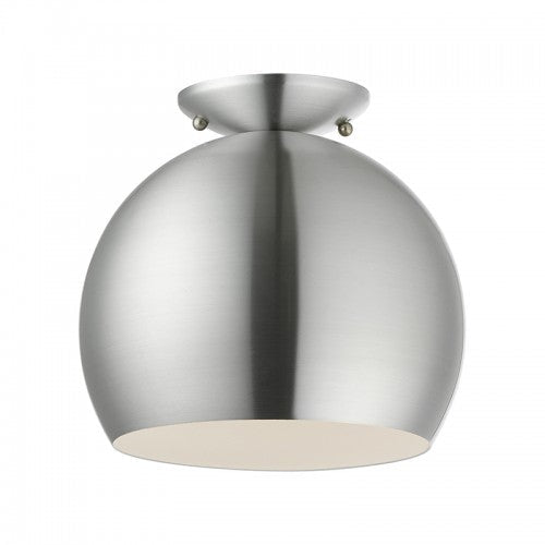 1 Light Brushed Aluminum Semi-Flush Mount Livex