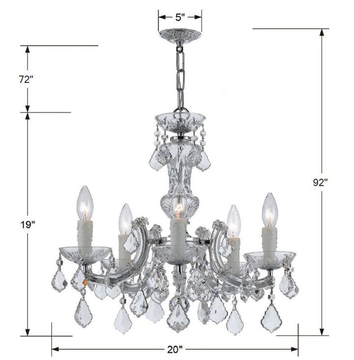 Crystorama Crystorama Maria Theresa 5 Light Hand Cut Crystal Polished Chrome Chandelier
