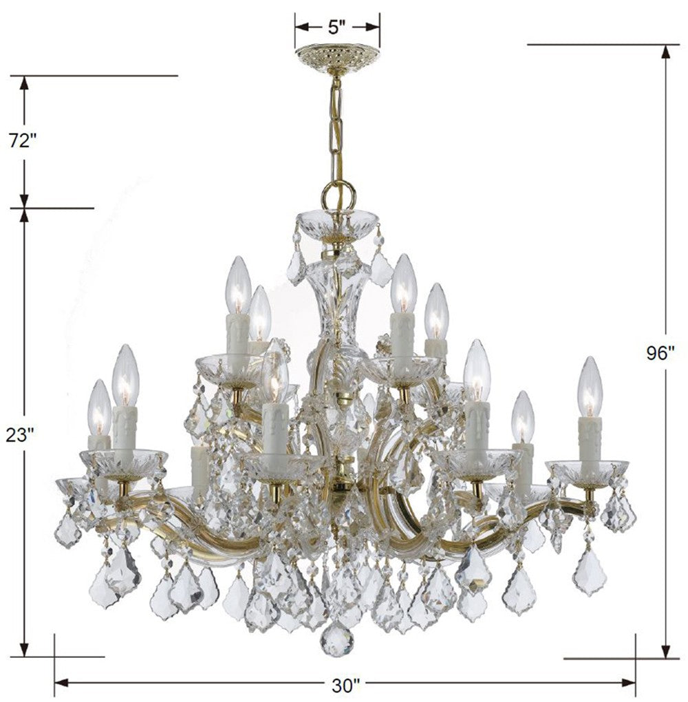 Crystorama Crystorama Maria Theresa 12 Light Hand Cut Crystal Gold Chandelier