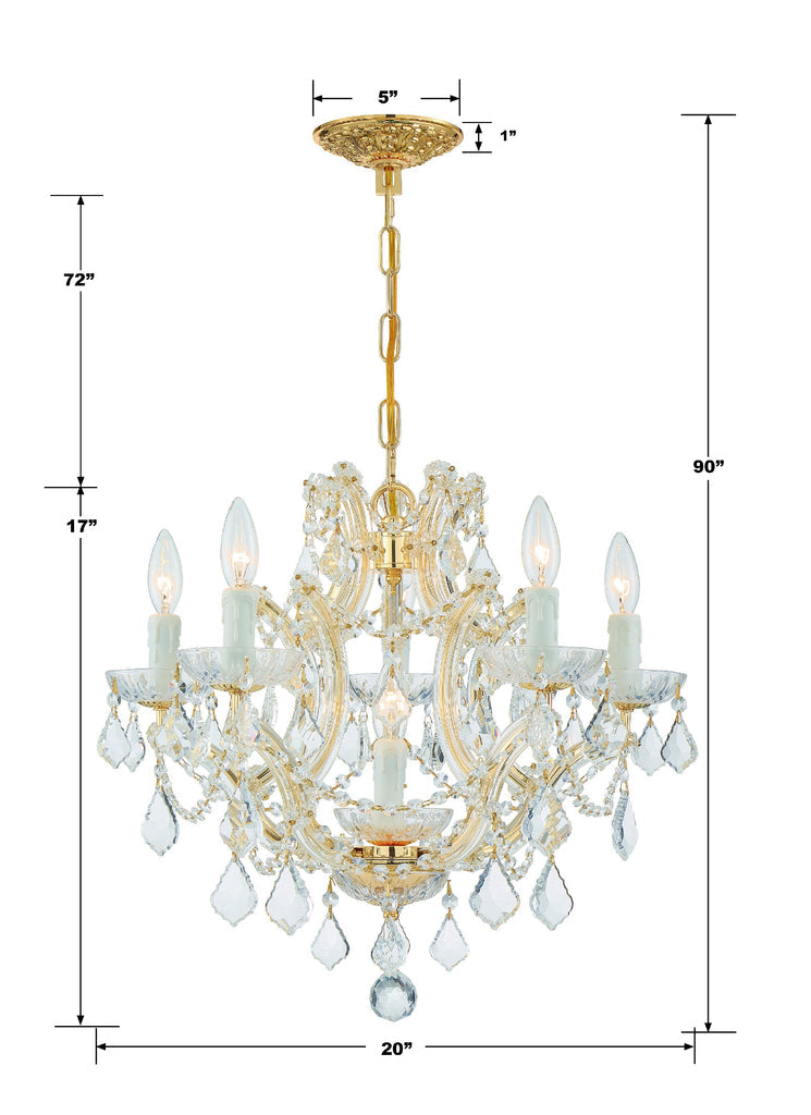 Crystorama Crystorama Maria Theresa 6 Light Clear Italian Crystal Gold Chandelier