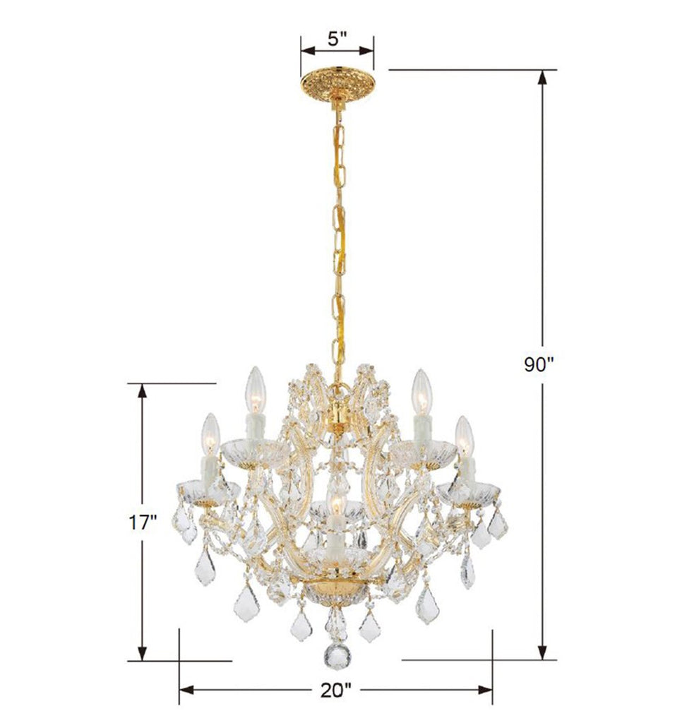 Crystorama Crystorama Maria Theresa 6 Light Swarovski Strass Crystal Gold Chandelier