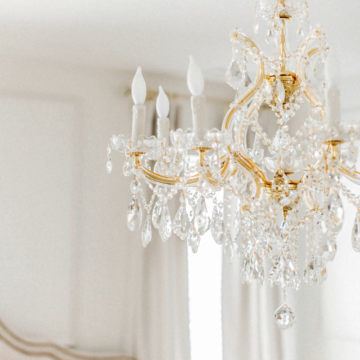 Crystorama Crystorama Maria Theresa 9 Light Hand Cut Crystal Gold Chandelier