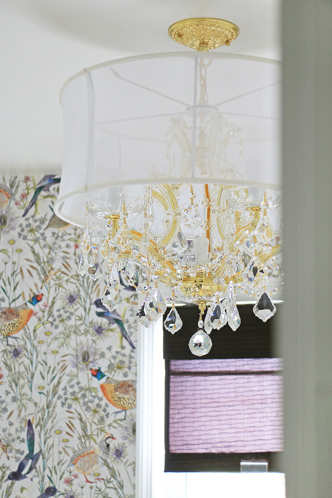 Crystorama Crystorama Brentwood 6 Light Crystal Gold Drum Shade Chandelier
