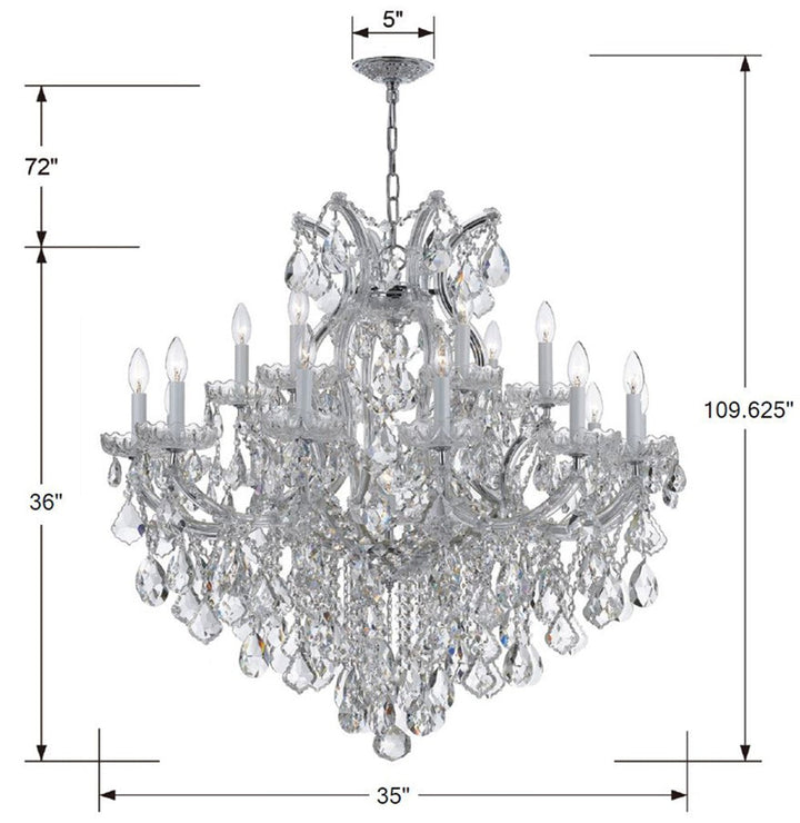 Crystorama Crystorama Maria Theresa 19 Light Hand Cut Crystal Polished Chrome Chandelier