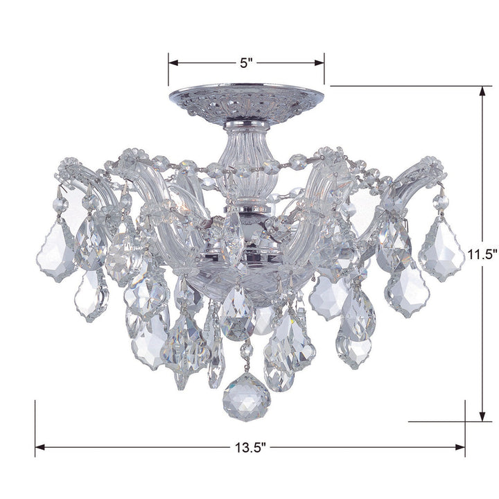 Maria Theresa 3 Light Hand Cut Crystal Polished Chrome Semi Flush Mount Crystorama