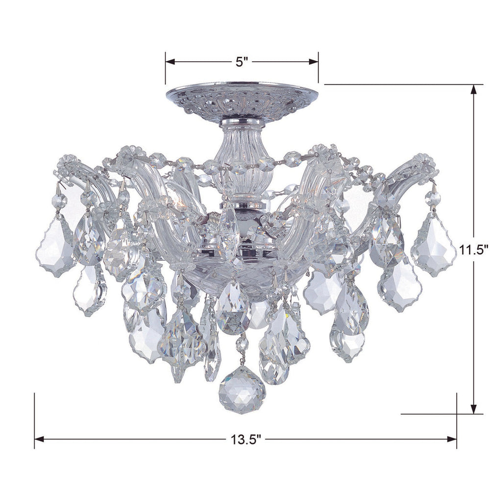 Maria Theresa 3 Light Spectra Crystal Polished Chrome Semi Flush Mount Crystorama