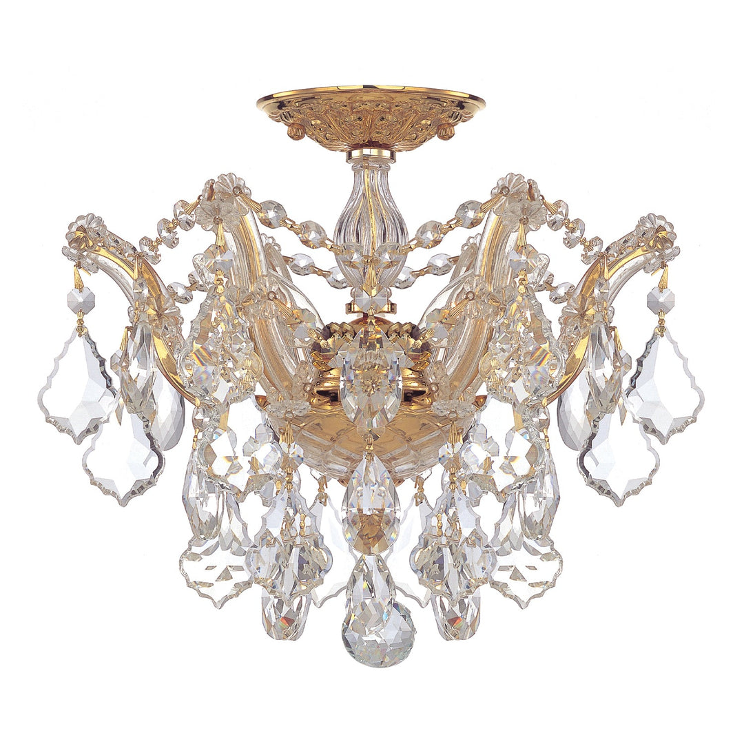 Maria Theresa 3 Light Hand Cut Crystal Gold Semi Flush Mount Crystorama