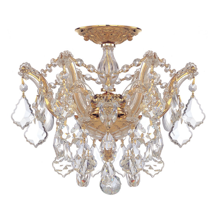 Maria Theresa 3 Light Hand Cut Crystal Gold Semi Flush Mount Crystorama