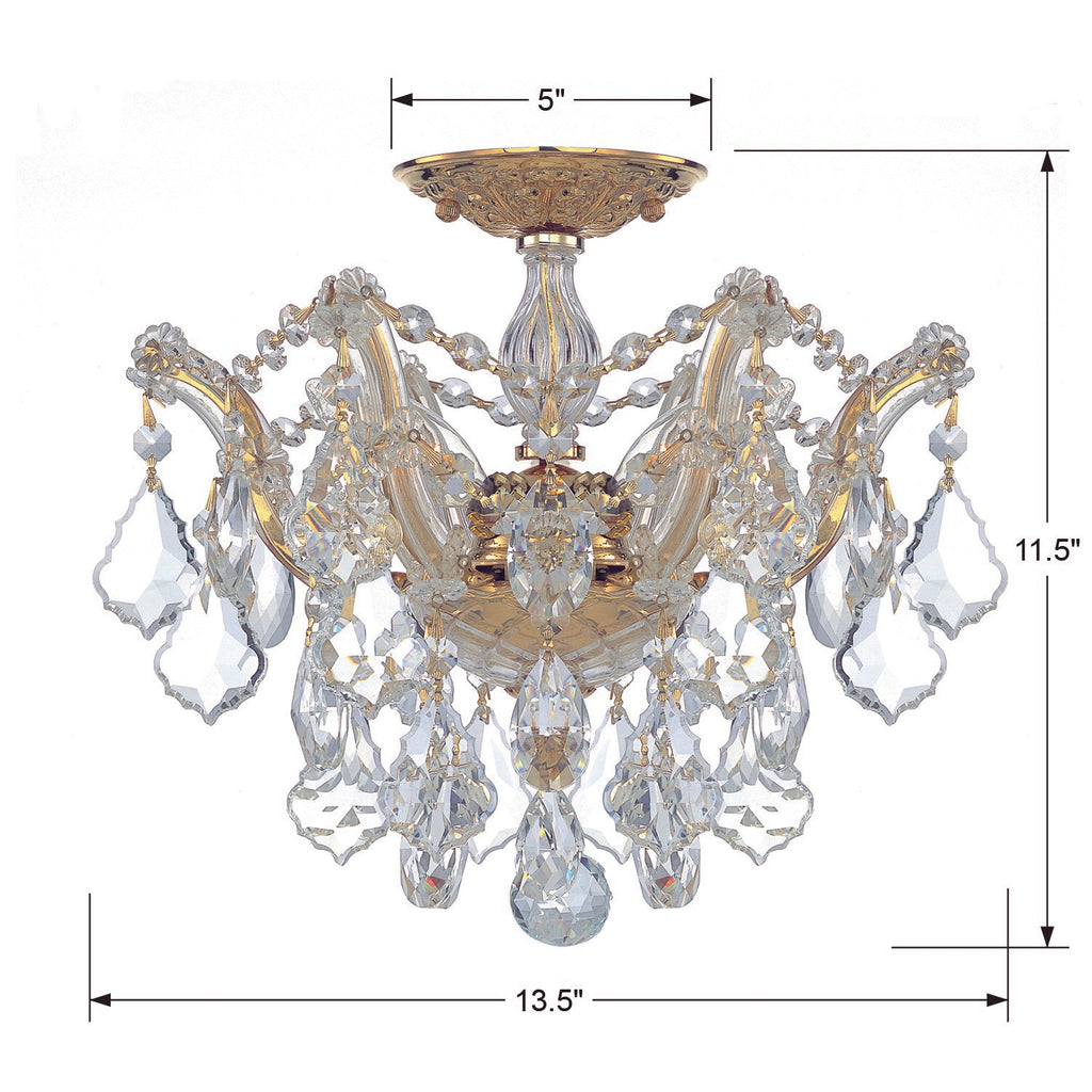 Maria Theresa 3 Light Hand Cut Crystal Gold Semi Flush Mount Crystorama