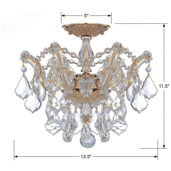 Maria Theresa 3 Light Hand Cut Crystal Gold Semi Flush Mount Crystorama