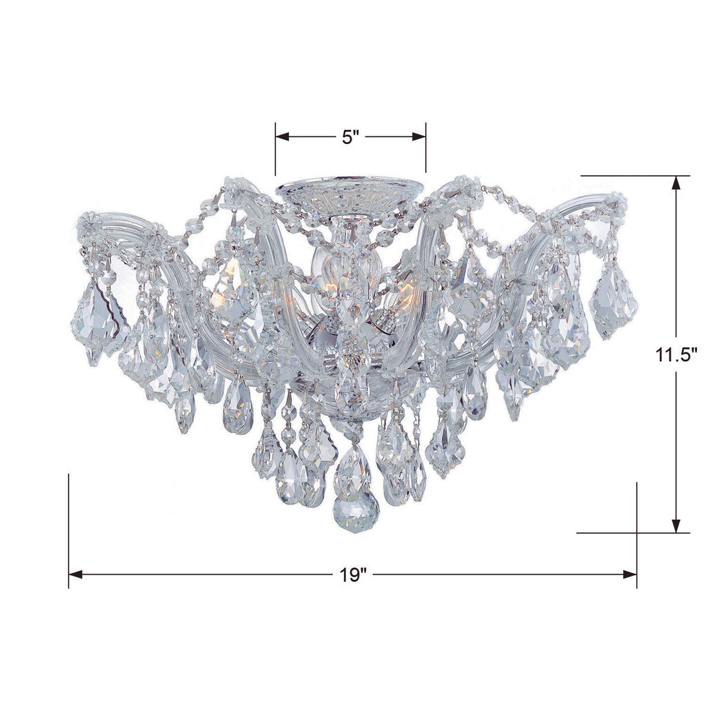 Maria Theresa 5 Light Hand Cut Crystal Polished Chrome Semi Flush Mount Crystorama