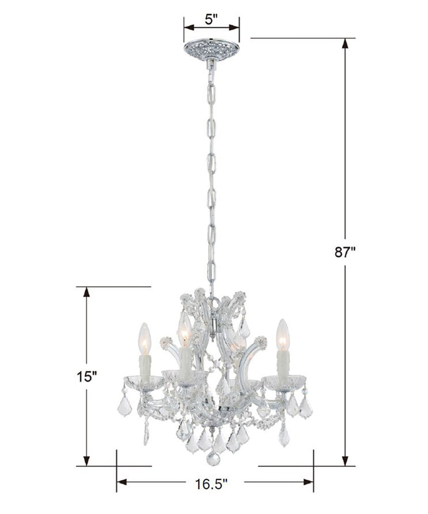 Crystorama Crystorama Maria Theresa 4 Light Swarovski Strass Crystal Polished Chrome Mini Chandelier