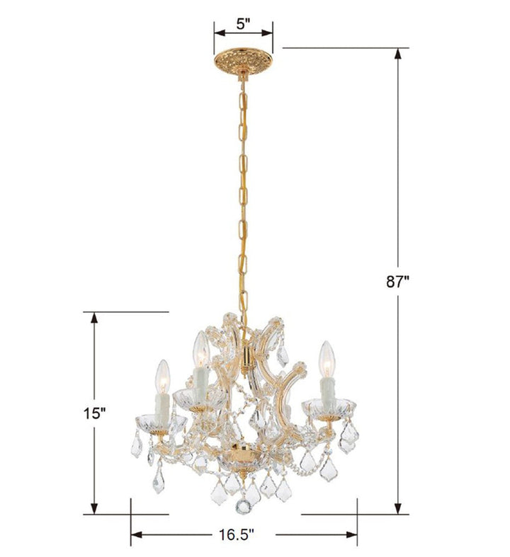 Crystorama Crystorama Maria Theresa 4 Light Swarovski Strass Crystal Gold Mini Chandelier