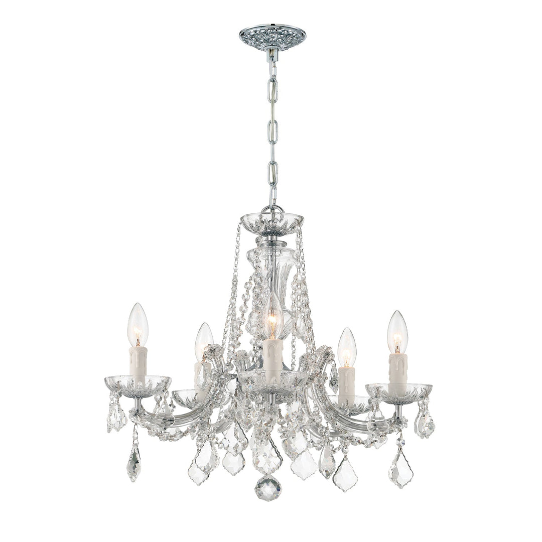 Crystorama Crystorama Maria Theresa 5 Light Hand Cut Crystal Polished Chrome Chandelier
