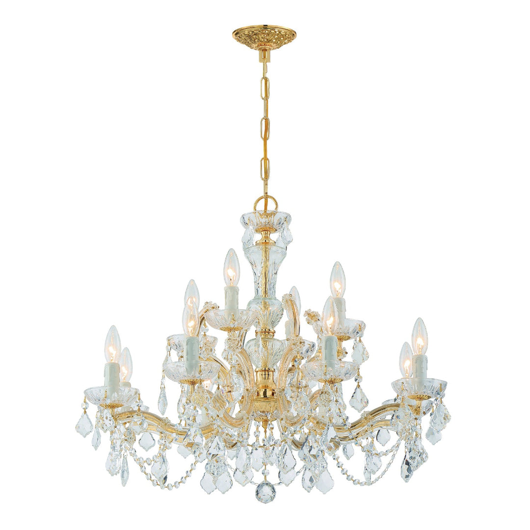 Crystorama Crystorama Maria Theresa 12 Light Clear Italian Crystal Gold Chandelier