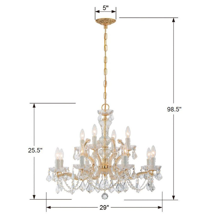 Crystorama Crystorama Maria Theresa 12 Light Swarovski Strass Crystal Gold Chandelier