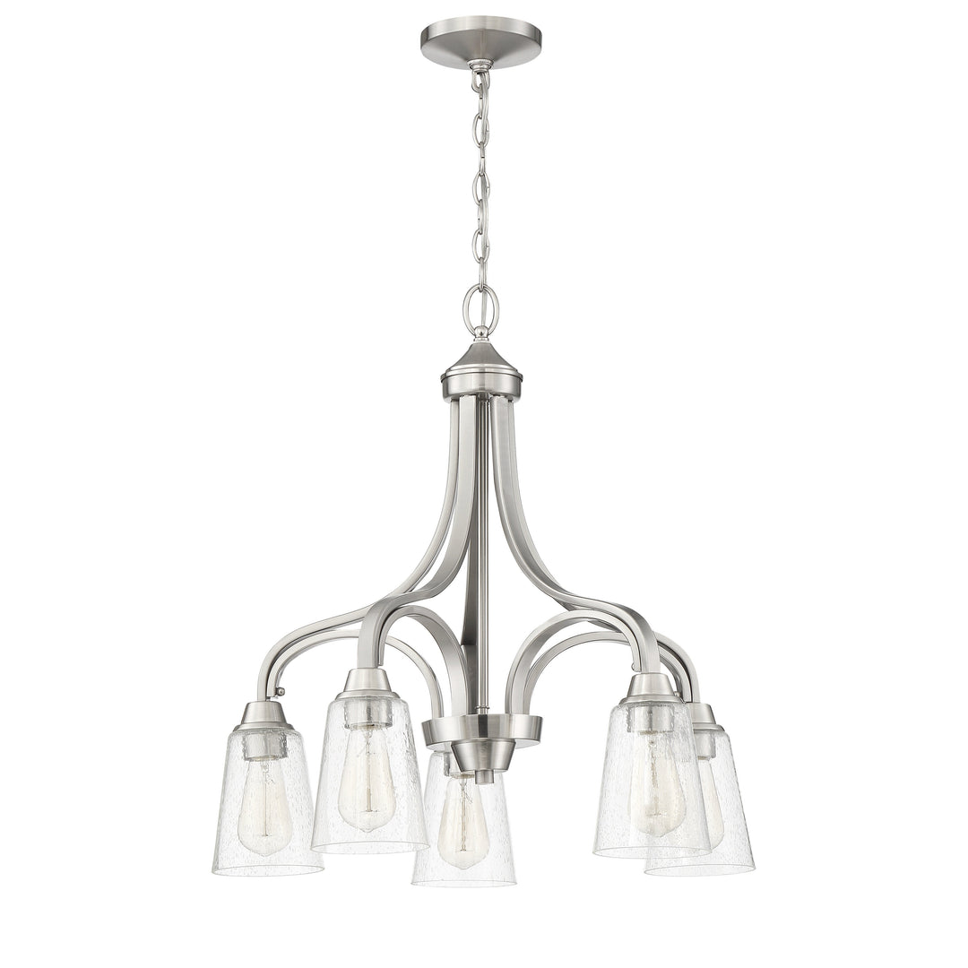 Grace 5 Light Down Chandelier in Brushed Polished Nickel (Clear Seeded Glass) CRAFTMADE