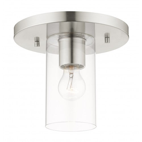 1 Light Brushed Nickel Flush Mount Livex