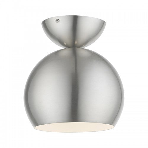 1 Light Brushed Nickel Globe Semi-Flush Livex