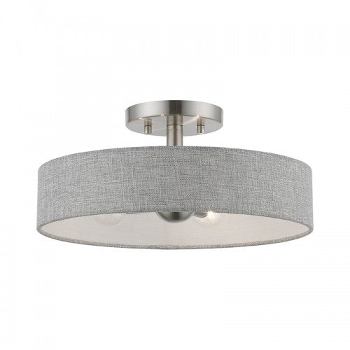 4 Light Brushed Nickel with Shiny White Accents Semi-Flush Livex