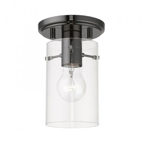 1 Light Black Chrome Semi-Flush Mount Livex