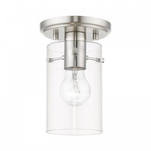 1 Light Brushed Nickel Semi-Flush Mount Livex