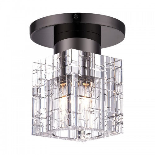 1 Light Black Chrome Crystal Semi-Flush Livex