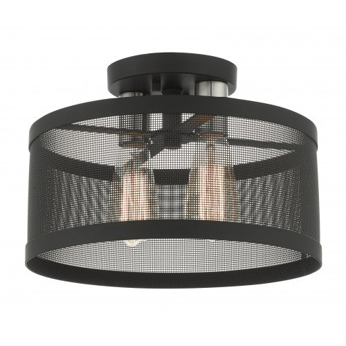 2 Light Black Semi Flush Mount Livex