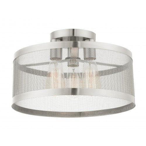 3 Light Brushed Nickel Semi Flush Mount Livex