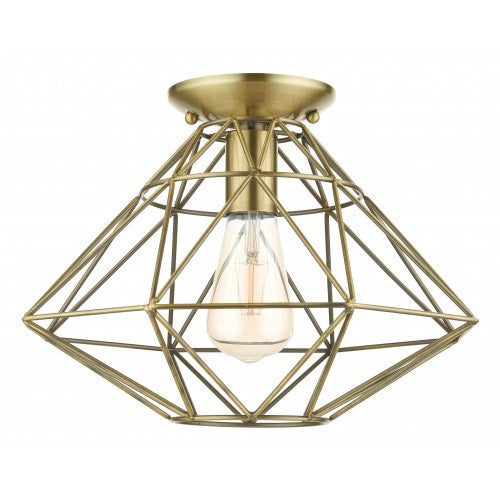 1 Light Antique Brass Flush Mount Livex